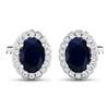 Image 2 : 14KT White Gold 1.5ctw Blue Sapphire and Diamond Earrings