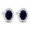 Image 3 : 14KT White Gold 1.5ctw Blue Sapphire and Diamond Earrings