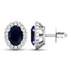 Image 4 : 14KT White Gold 1.5ctw Blue Sapphire and Diamond Earrings