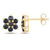 Image 2 : 10KT Yellow Gold 0.84ctw Blue Sapphire Earrings