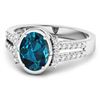 Image 2 : 14KT White Gold 1.9ctw London Blue Topaz and Diamond Ring
