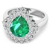 Image 3 : 14KT White Gold 2.85ctw Zambian Emerald and Diamond Ring