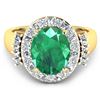 Image 2 : 14KT Yellow Gold 3.14ct Zambian Emerald and Diamond Ring