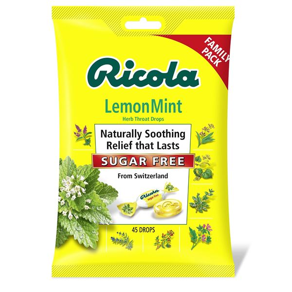 NEW 45 RICOLA LEMON MINT COUGH SUPPRESSANT