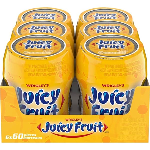 NEW 6 X 60 PIECES JUICY FRUIT ORIGINAL