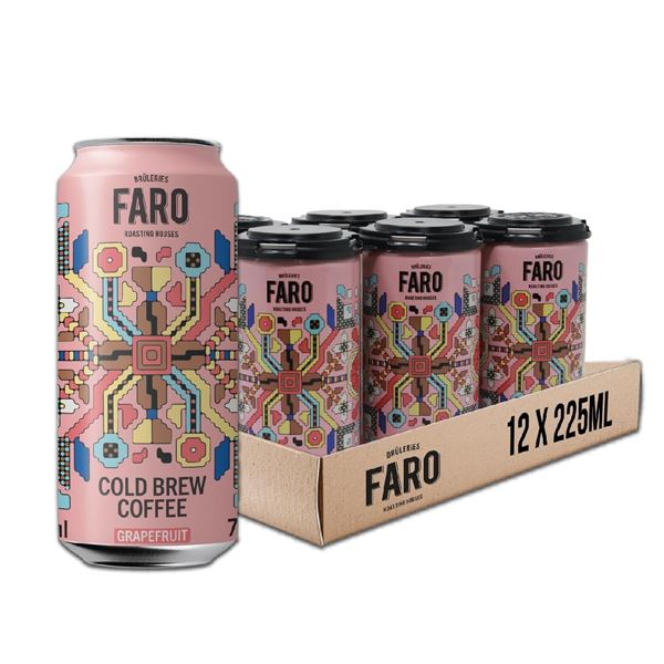 NEW 12 X 225ML FARO COLD BREW COFFEE GRAPEFRUIT