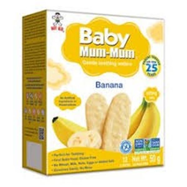 NEW 2 X 50G BABY MUM-MUM TEETHING WAFERS BANANA