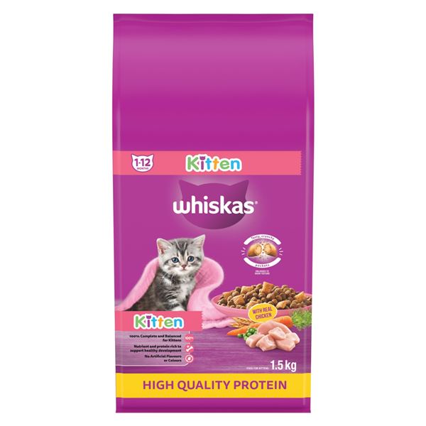 NEW 1.5KG WHISKAS KITTEN HIGH QUALITY PROTEIN FOOD