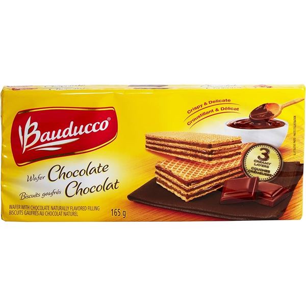 NEW 4 X 165G BAUDUCCO CHOCOLATE+VANILLA WAFERS