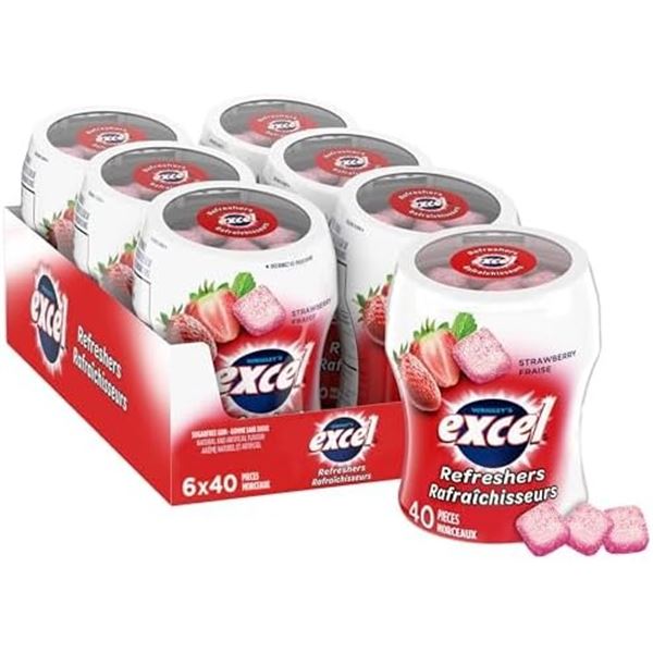 NEW 6 X 40 PIECES EXCEL REFRESHERS STRAWBERRY GUM