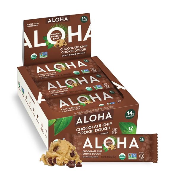 NEW 12 X 56G ALOHA CHOCOLATE CHIP COOKIE DOUGH