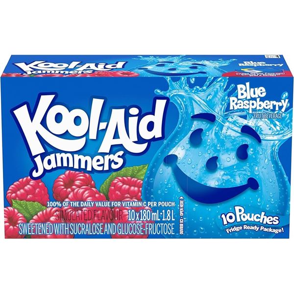 NEW 10 X 180ML KOOL-AID JAMMERS BLUE RASPBERRY