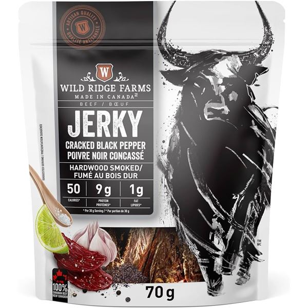 NEW 70G WILD RIDGE FARMS JERKY BLACK PEPPER