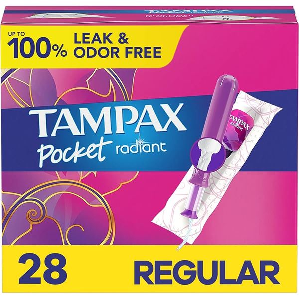 NEW REPACKED 28 TAMPAX POCKET RADIANT SMALL TAMPON