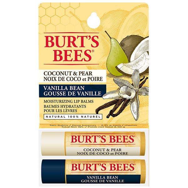 NEW 2 X 2 X 4.25G BURTS BEES COCONUT PEAR & VANILA