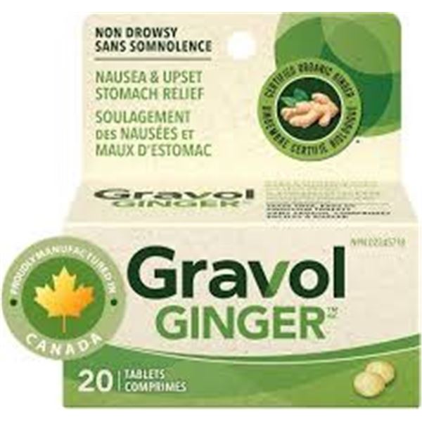 NEW 20 CHEWABLE GRAVOL GINGER STOMACH RELIEF