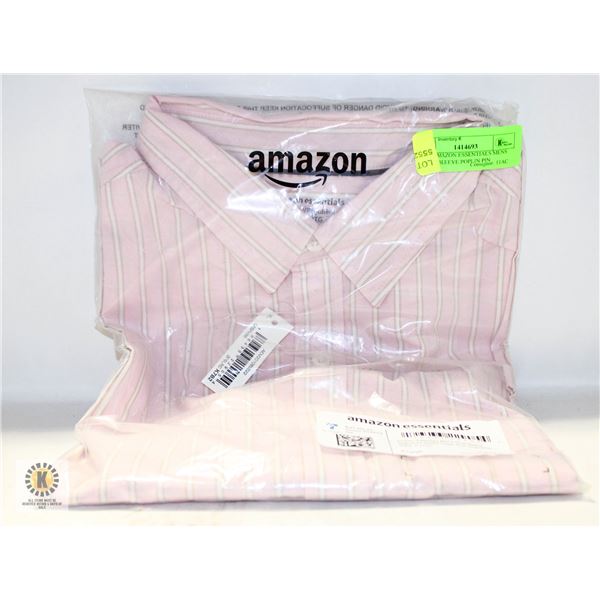 NEW AMAZON ESSENTIALS MENS SHORT SLEEVE POPLIN PIN