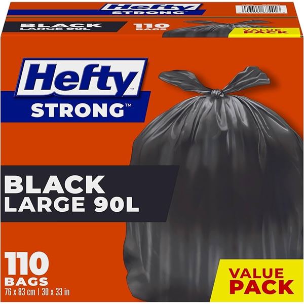 NEW 90L 110BAGS HEFTY EASYFLAPS LARGE WASTE BAGS