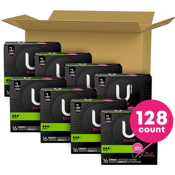 NEW 8 X 16 KOTEX COMPACT UNSCENTED TAMPONS