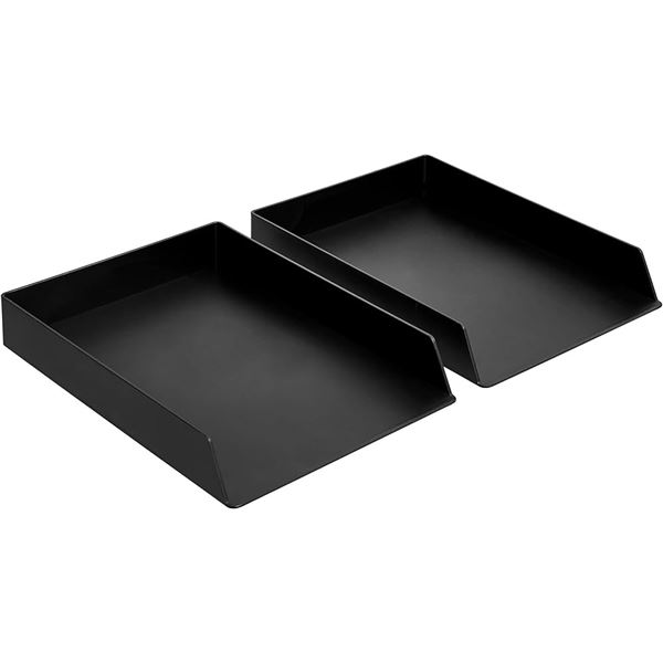 NEW AMAZON BASICS 2 PACK LETTER TRAYS BLACK