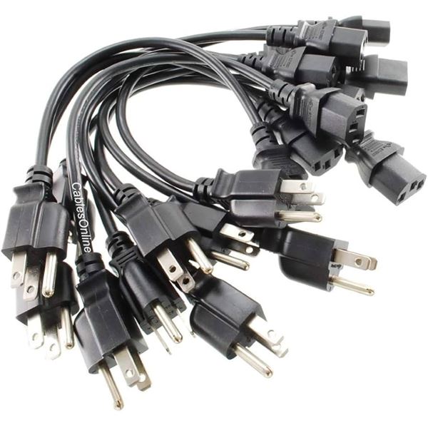 NEW 10 PACK 10' COMPUTER POWER CORDS