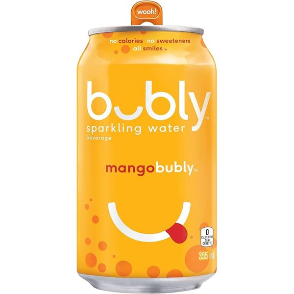 NEW 12 X 355ML BUBLY MANGO SPARKLING WATER