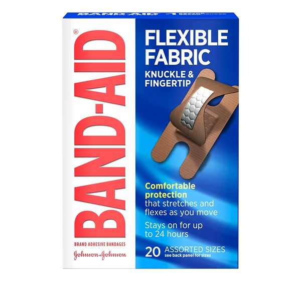 NEW 3 X 20 ASSORTED SIZES BAND-AID FLEXIBLE FABRIC
