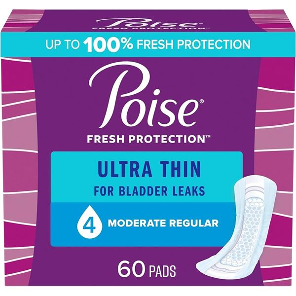 NEW 60 PADS POISE FRESH PROTECTION ULTRA THIN