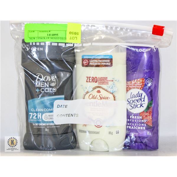 NEW 3 PACK OF MIXED DEODORANT