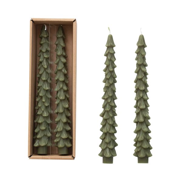 NEW 2 UNSCENTED TREE SHAPED TAPER CANDLES