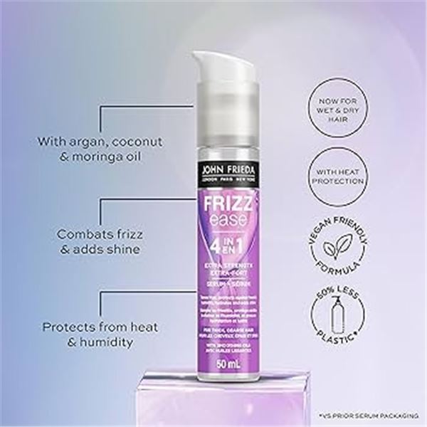 NEW 2 X 50ML JOHN FRIEDA FRIZZ EASE 4-IN-1 SERUM