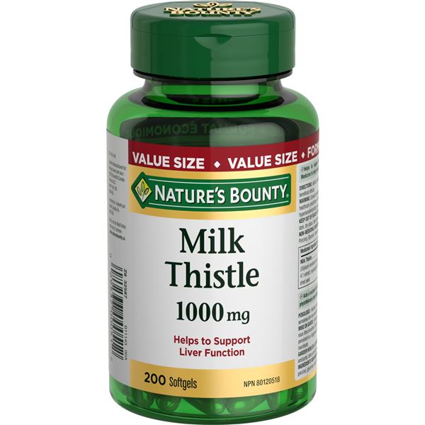 NEW 200 SOFTGEL MILK THISTLE NATURES BOUNTY 1000MG