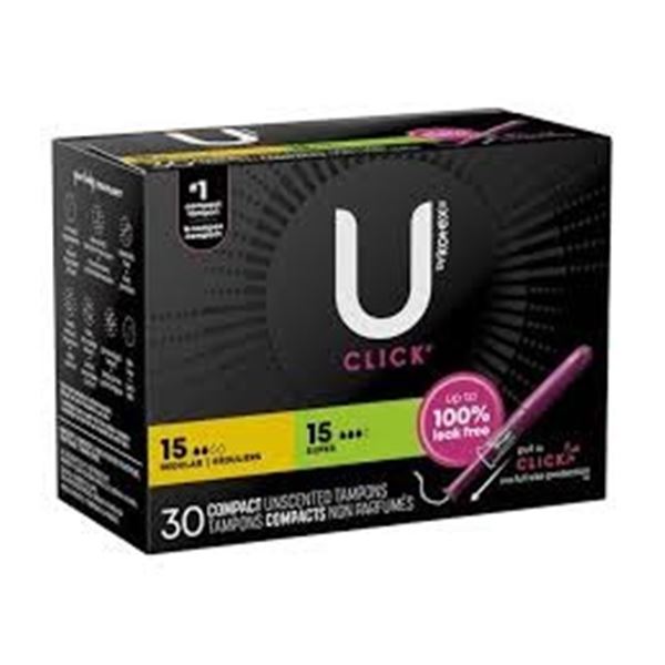 NEW 30 KOTEX CLICK COMPACT UNSCENTED TAMPONS