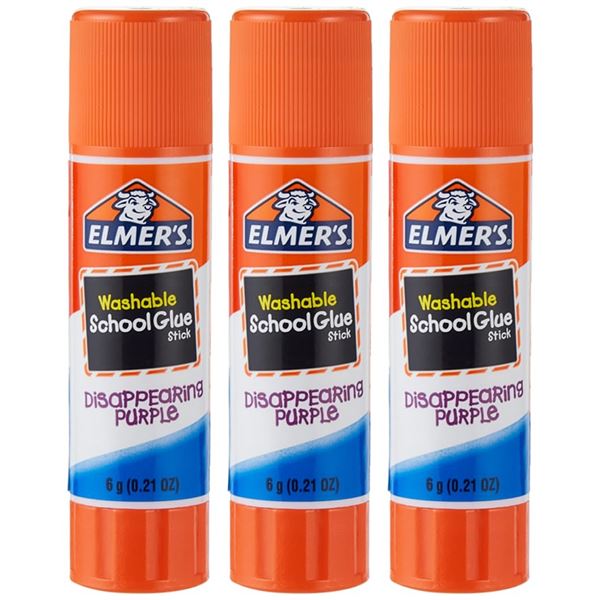 NEW 3 X 20G ELMERS SCHOOL GLUE STICKS