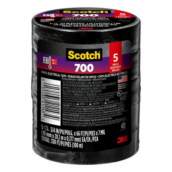 NEW 5 X 66FT SCOTCH 700 VINYL ELECTRICAL TAPE
