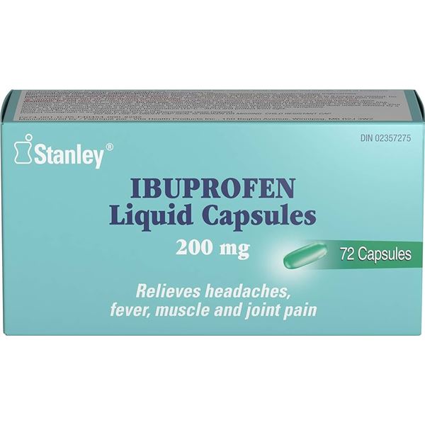 NEW 72 CAPS STANLEY IBUPROFEN LIQUID CAPSULE 200MG