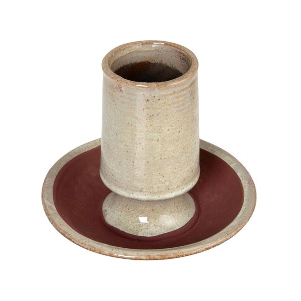 NEW 5' ROUND X 5" STONEWARE MATCH HOLDER W STRIKER