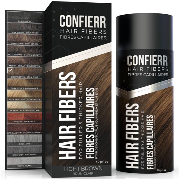 NEW 30G CONFIERR HAIR FIBERS MEDIUM BROWN