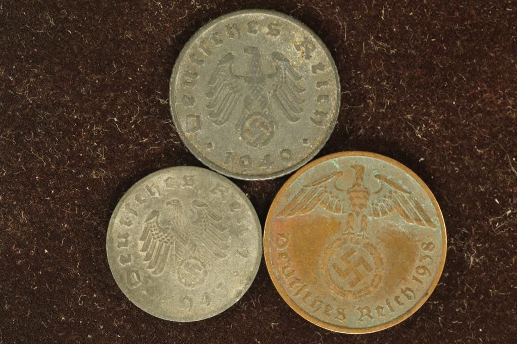 Pfenings Types 3 GERMAN PFENINGS WITH SWASTIKAS: 1943D 1- PFENING