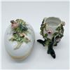 Image 4 : 2pc Porcelain Treasure Box and Egg Vase