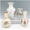 Image 2 : 4pc Porcelain Vase Collection, Floral and Gilt Accents