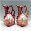 Image 1 : 2pc Hand Painted Czechoslovakia Pottery Pitchers