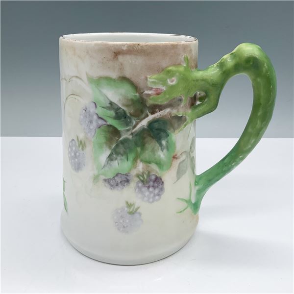 Vintage Dragon Handle Mug with Blackberries
