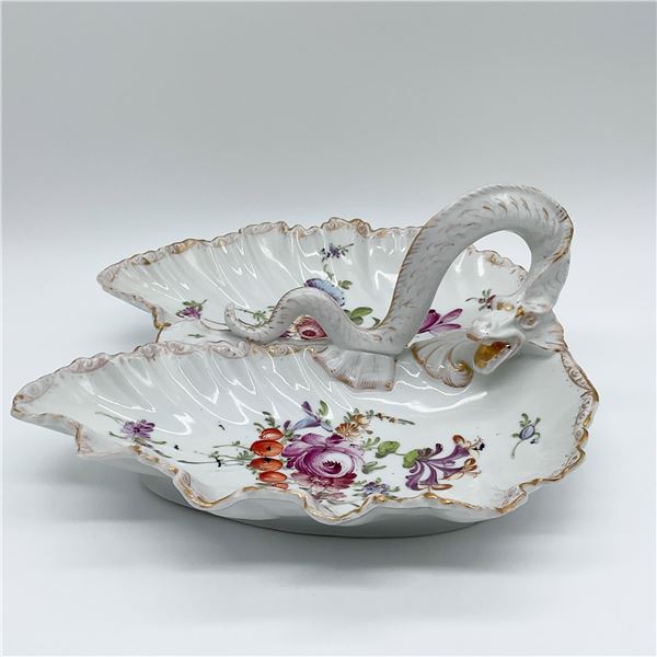 Victor Karlse Porcelain Double Dish with Dragon Handle