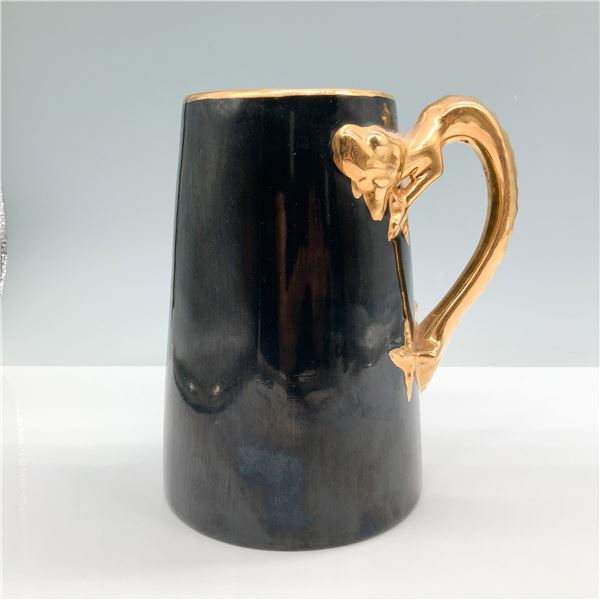 J & C Bavaria Black and Gold Dragon Handle Mug