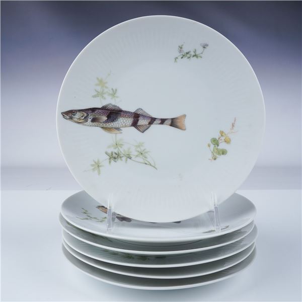 Bareuther Bavaria Porcelain Plates, Set of 6, Fish Motif