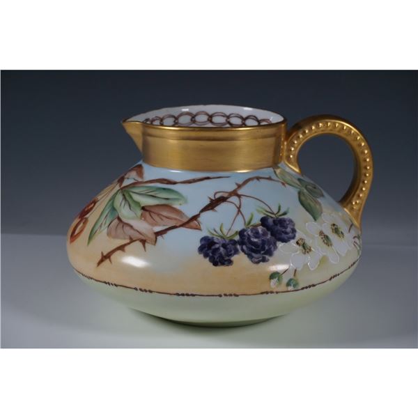 Bavaria Hand Painted Cherries & Berries Porcelain Pitcher