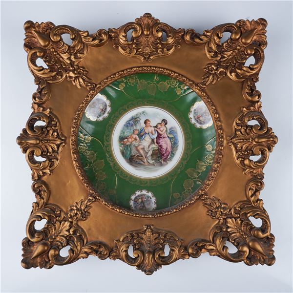 Mitterteich Bavaria Porcelain Plate in Gilt Frame