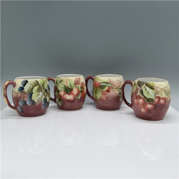 4pc Vintage Bavaria Fruit Motif Mugs