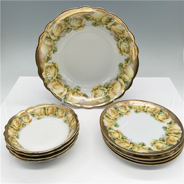 9pc PM Bavaria Porcelain Dessert Set with Yellow Roses